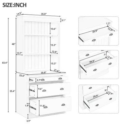 83.4"Tall Bookshelf & Writing Desk Suite, Modern Bookcase