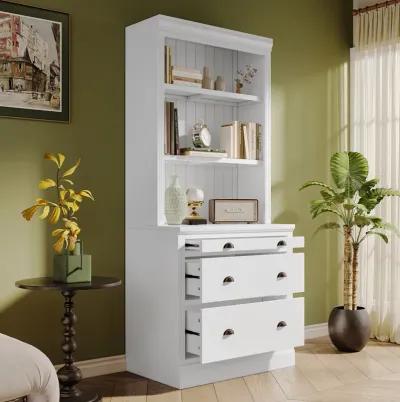 83.4"Tall Bookshelf & Writing Desk Suite, Modern Bookcase