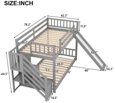 Twin Over Twin Bunk Bed With Convertible Slide And Stairway