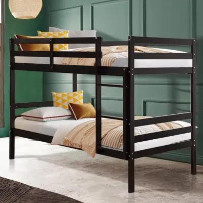 Hivvago Twin Size Sturdy Wooden Bunk Beds with Ladder and Safety Rail