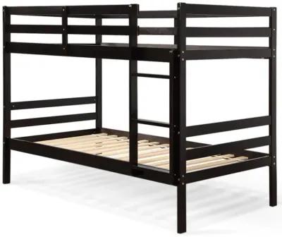 Hivvago Twin Size Sturdy Wooden Bunk Beds with Ladder and Safety Rail