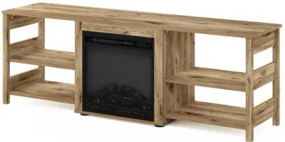 Classic 70 Inch TV Stand with Fireplace, Flagstaff Oak