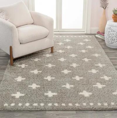 Cristo Berber Geometric Shag Gray/Ivory Rug