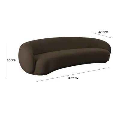 Kendall Chocolate Brown Velvet 120 Inch Sofa