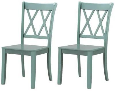 Set of 2 Cross Back Rubber Wood Dining Chairs