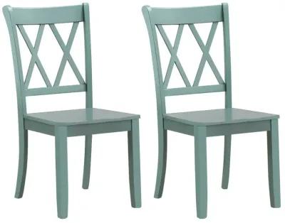 Set of 2 Cross Back Rubber Wood Dining Chairs