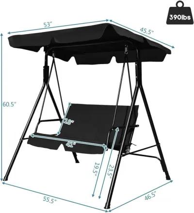 Loveseat Cushioned Patio Steel Frame Swing Glider