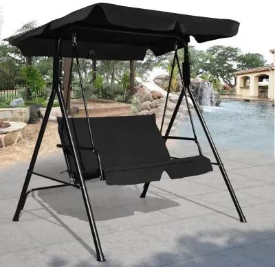 Loveseat Cushioned Patio Steel Frame Swing Glider