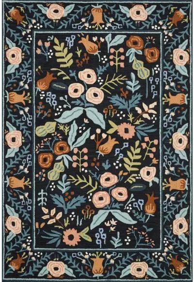 Les Fleurs LES01 Black 3'6" x 5'6" Rug