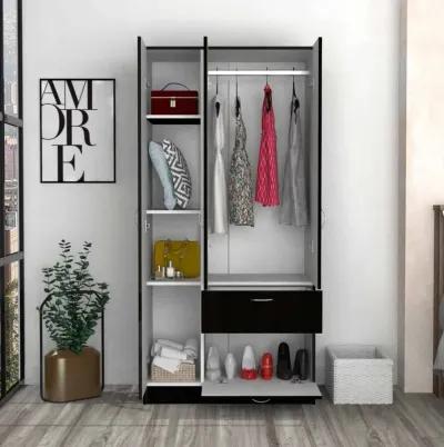 Meredith 1-Drawer Rectangle Armoire Black Wengue And White