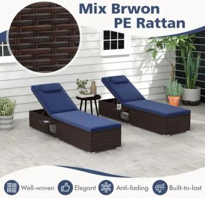 Hivvago Patio Chaise Lounge Set of 2 with Backrest Seat Cushion and Headrest