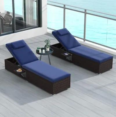 Hivvago Patio Chaise Lounge Set of 2 with Backrest Seat Cushion and Headrest