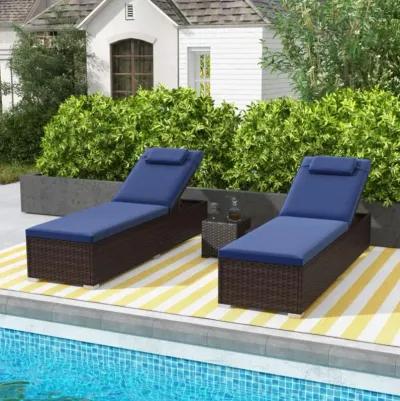 Hivvago Patio Chaise Lounge Set of 2 with Backrest Seat Cushion and Headrest