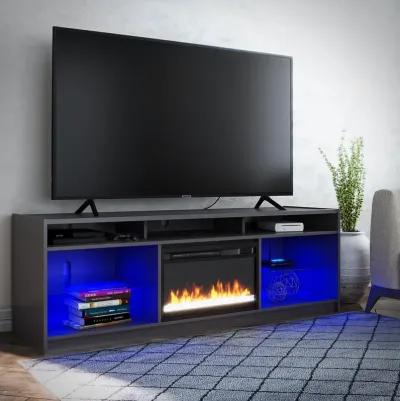 Ameriwood Home Luna Electric Fireplace Space Heater TV Stand for TVs up to 65", Graphite Gray