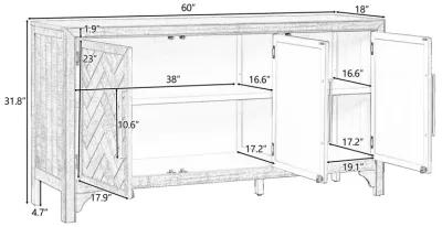 U_Style Designed Storage Cabinet Sideboard with MDF+Pine veneer , Adjustable Shelves, Suitable for Living Rooms, Entrance and Study Rooms-Grey