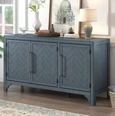 U_Style Designed Storage Cabinet Sideboard with MDF+Pine veneer , Adjustable Shelves, Suitable for Living Rooms, Entrance and Study Rooms-Grey