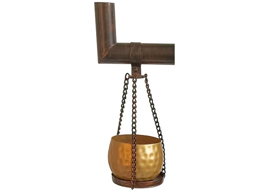 52 Inch Tall Plant Stand with 4 Hanging Pots, Antique Bronze, Gold, Black-Benzara