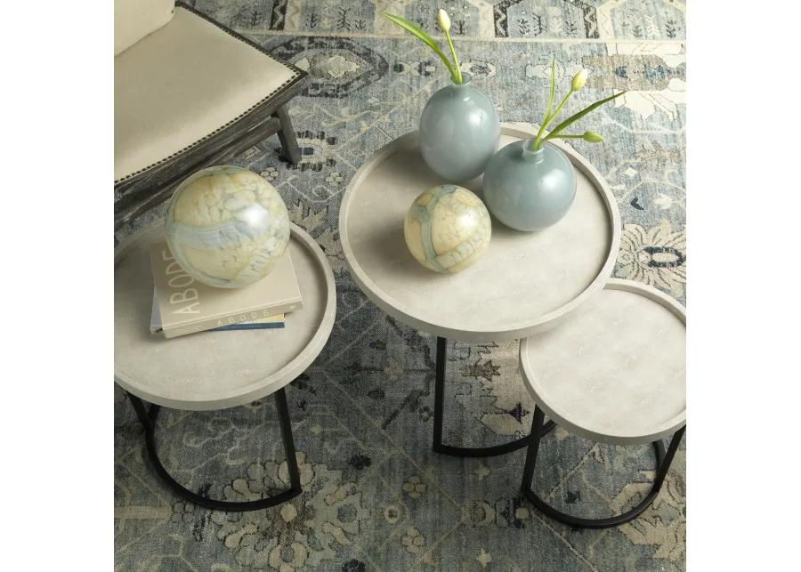 Maddox Faux Shagreen Nesting Tables (Set of 3), Cream