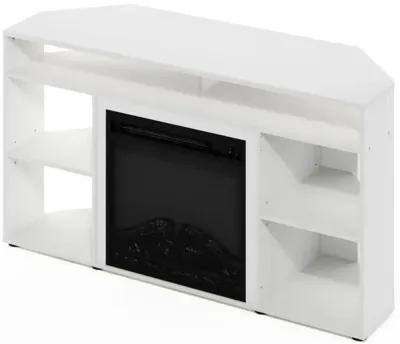 Jensen Corner TV Stand with Fireplace for TV up to 55 Inches, Solid White