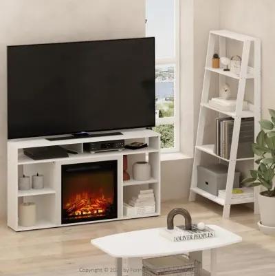 Jensen Corner TV Stand with Fireplace for TV up to 55 Inches, Solid White