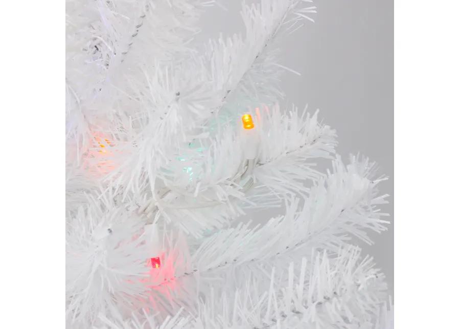 2' Pre-Lit Medium Snow White Pine Artificial Christmas Tree - Multicolor LED Lights