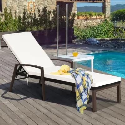 Hivvago 2 Pieces Patio Rattan Adjustable Back Lounge Chair with Armrest and Removable Cushions