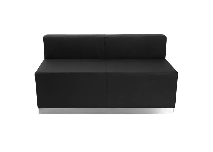 Flash Furniture HERCULES Alon Series Black LeatherSoft Loveseat with Brushed Stainless Steel Base