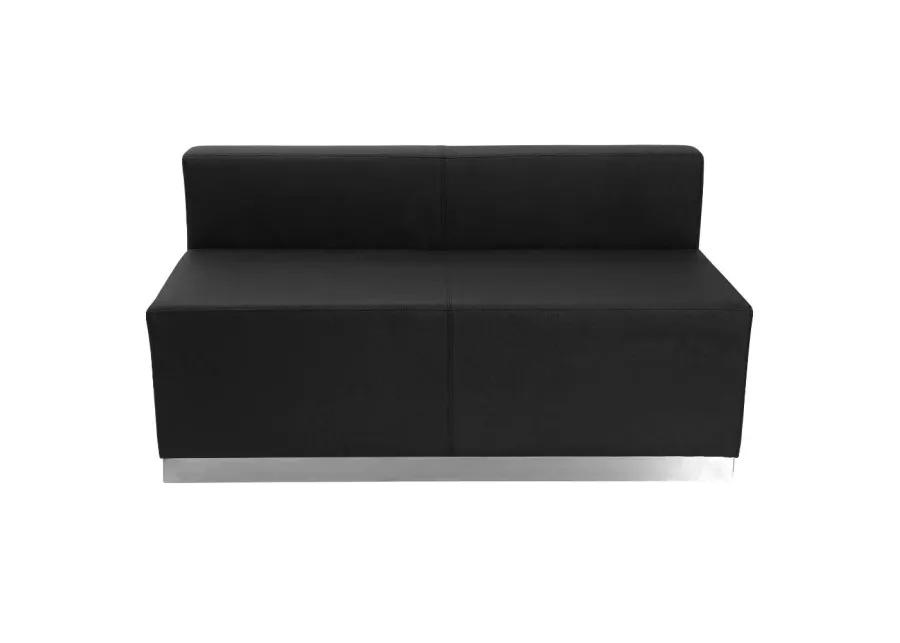 Flash Furniture HERCULES Alon Series Black LeatherSoft Loveseat with Brushed Stainless Steel Base