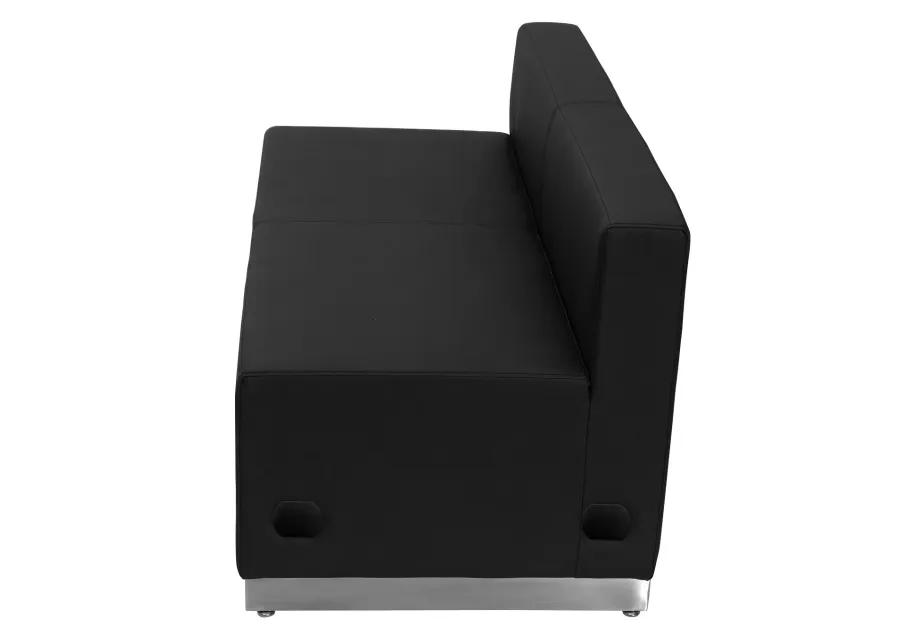 Flash Furniture HERCULES Alon Series Black LeatherSoft Loveseat with Brushed Stainless Steel Base