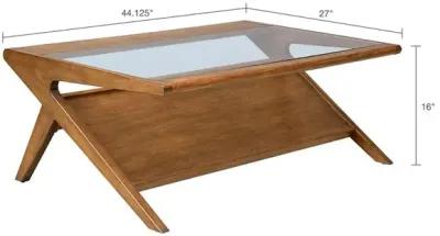 Belen Kox Rocket Pecan Coffee Table with Tempered Glass, Belen Kox