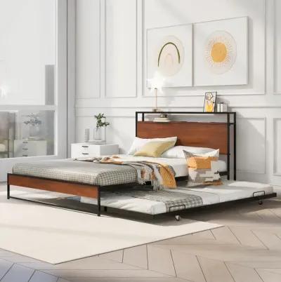 Merax Metal Platform Bed Frame with Trundle