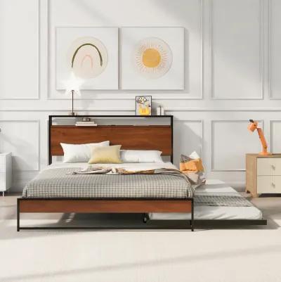 Merax Metal Platform Bed Frame with Trundle