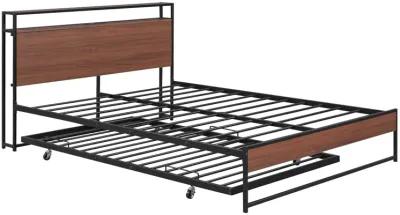 Merax Metal Platform Bed Frame with Trundle