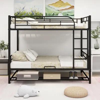 Merax Metal Bunk Bed with Shelf and Guardrails