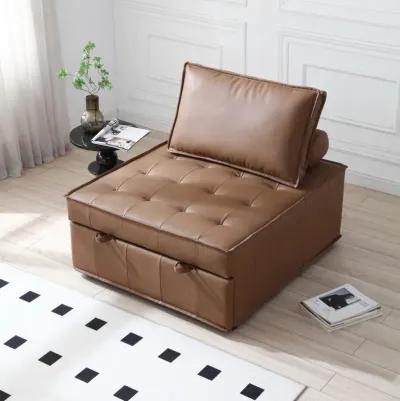 Multipurpose Faux Leather Ottoman Lazy Sofa Pulling Out Sofa Bed