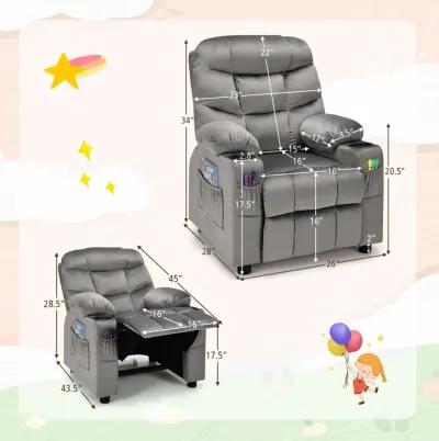 Kids Recliner Chair with Cup Holder and Footrest for Children