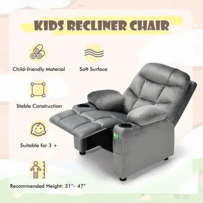 Kids Recliner Chair with Cup Holder and Footrest for Children