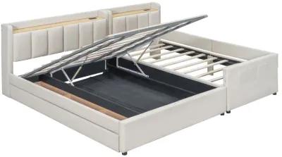 Merax Two in One Upholstered Platform Bed with Storage