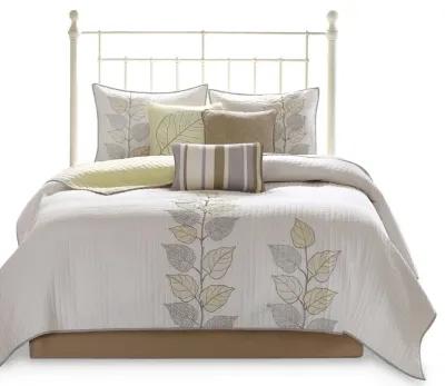 Gracie Mills Forest 6-Piece Embroidered Quilt Set with Throw Pillows