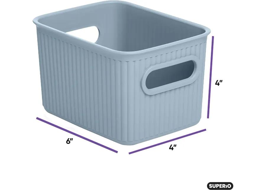 1.5 L Ribbed Storage Bin, Stone Blue