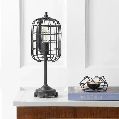 Odette 20" Industrial Metal Table Lamp, Black/Silver