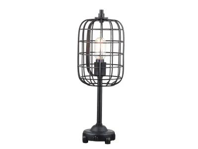 Odette 20" Industrial Metal Table Lamp, Black/Silver