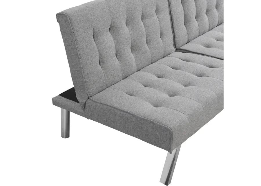 Wood Frame, Stainless Leg, Futon, Sofa Bed Grey