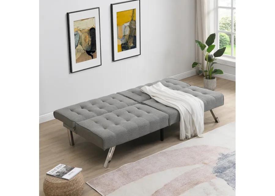 Wood Frame, Stainless Leg, Futon, Sofa Bed Grey