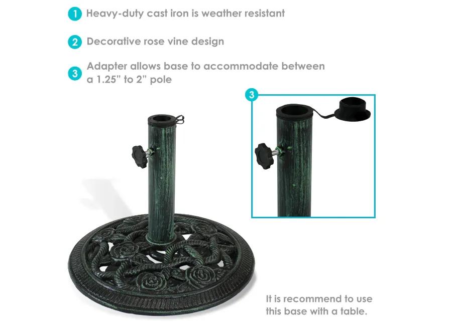 Sunnydaze 16 in Rose Blossom Cast Iron Round Patio Umbrella Base