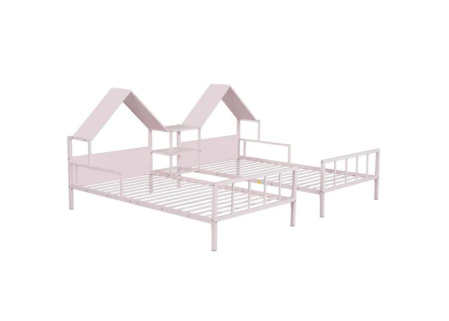 Merax Platform Double Beds with House Headboard