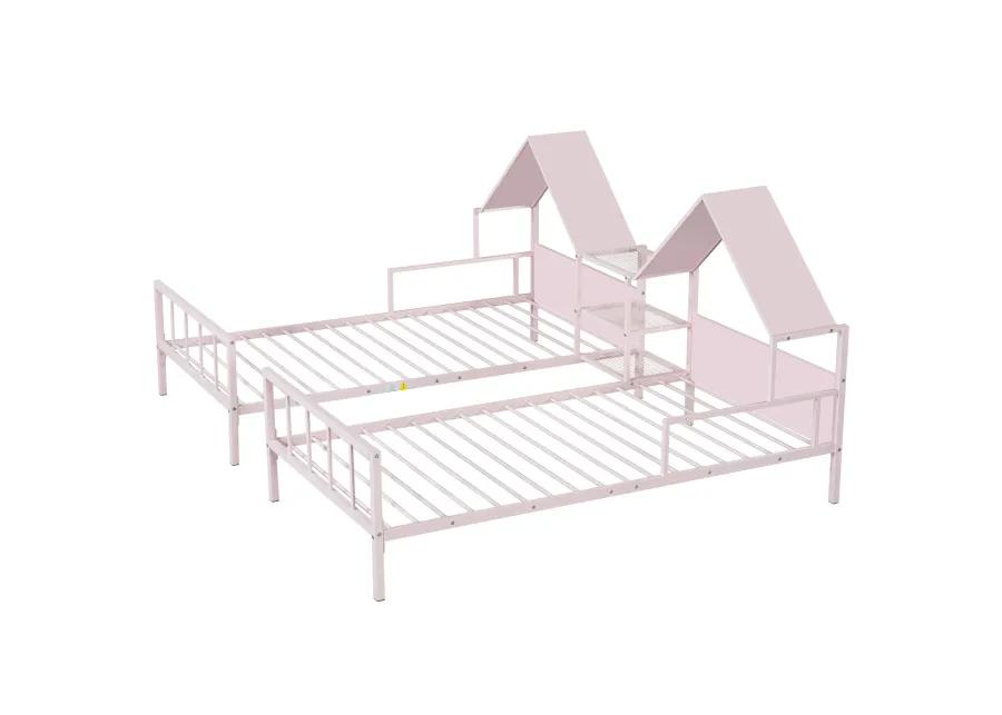 Merax Platform Double Beds with House Headboard