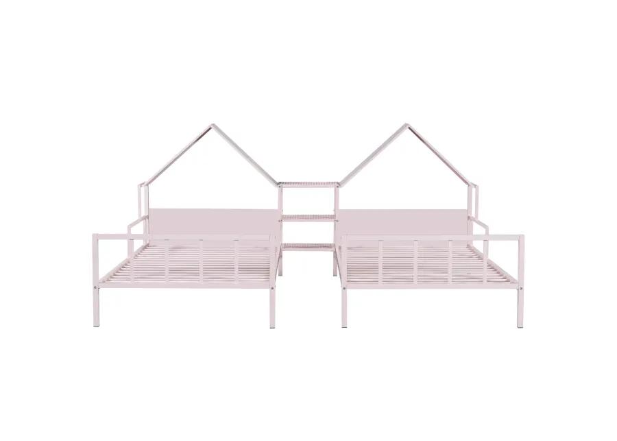 Merax Platform Double Beds with House Headboard