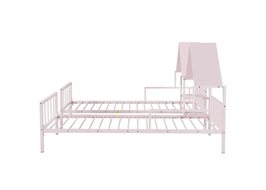 Merax Platform Double Beds with House Headboard