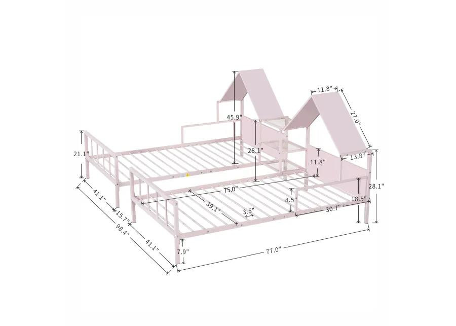 Merax Platform Double Beds with House Headboard